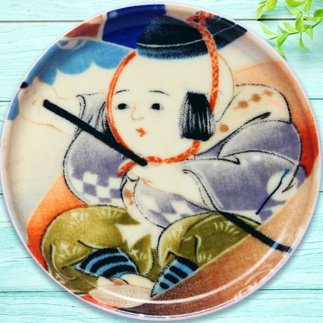 豆皿コースター(2枚セット) φ10cm【子供着物】童子と太鼓