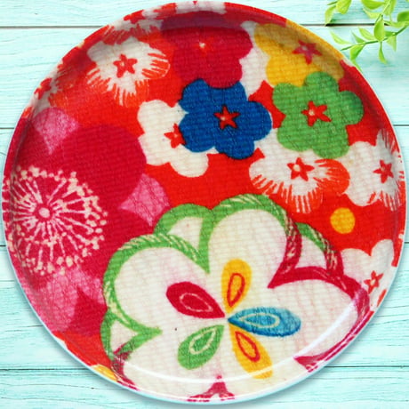 豆皿コースター(2枚セット) φ10cm【長襦袢】梅の花あそび