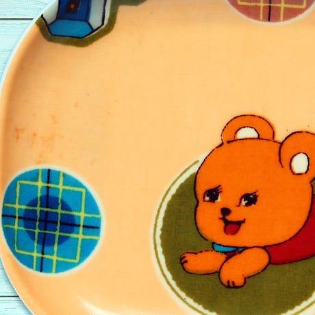 オーバル小皿 16×12cm【子供着物】ごきげんクマさん