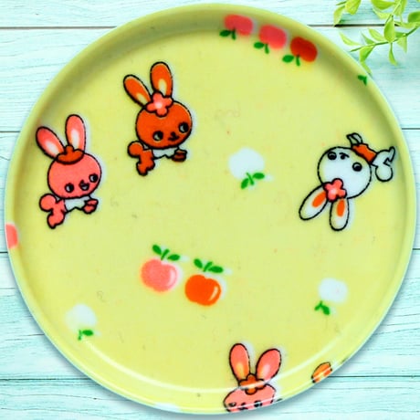 豆皿コースター(2枚セット) φ10cm【子供着物】ぴょんぴょんウサギ