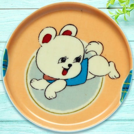 豆皿コースター(2枚セット) φ10cm【子供着物】ごきげんクマさん