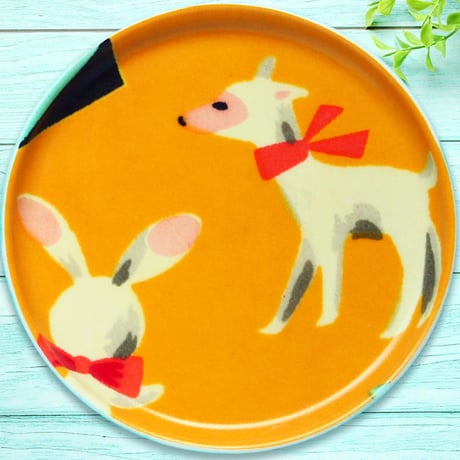 豆皿コースター(2枚セット) φ10cm【長襦袢】レトロアニマル