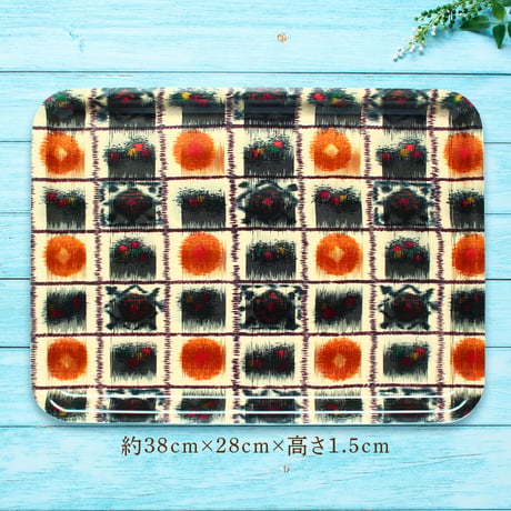トレー(LL) 折敷 38×28cm【伊勢崎銘仙】モダン絣チェック