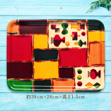 トレー(LL) 折敷 38×28cm【伊勢崎銘仙】ステンドグラス