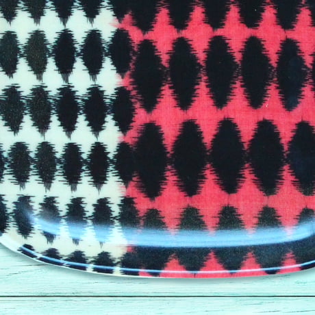 オーバル小皿 16×12cm【伊勢崎銘仙】バイカラーダイヤ