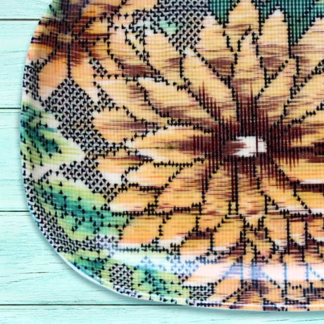 オーバル小皿 16×12cm【紬】八重菊