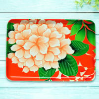 トレー(M)お盆 23×16cm【振袖】オレンジの金彩紫陽花