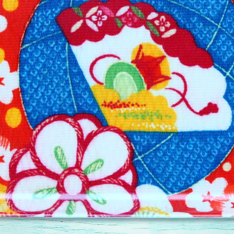 ミニトレー 21×12cm【長襦袢】扇と花まり