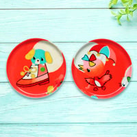 豆皿コースター(2枚セット) φ10cm【子供着物】お散歩日和