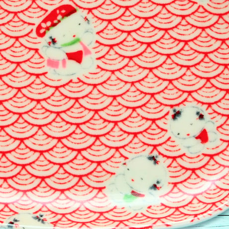 オーバル小皿 16×12cm【長襦袢】稚児ちゃん青海波