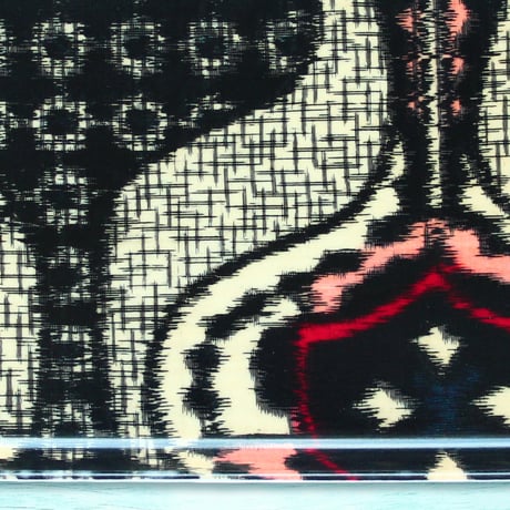 トレー(M)お盆 23×16cm【伊勢崎銘仙】花瓶と幾何学