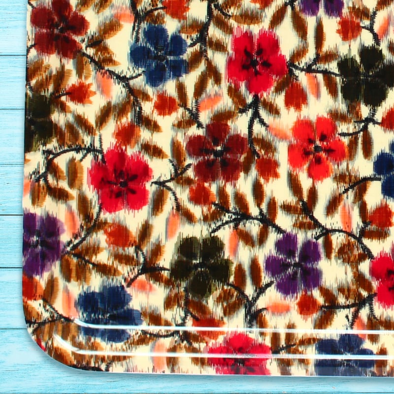 トレー(LL) 折敷 38×28cm【伊勢崎銘仙】彩り桜 | 霜旦舎 定右衛門商店