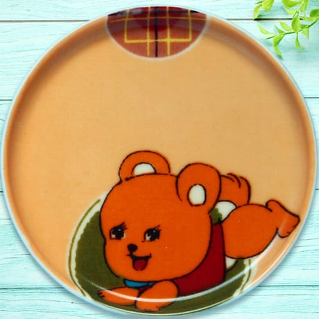 豆皿コースター(2枚セット) φ10cm【子供着物】ごきげんクマさん