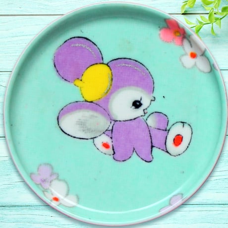 豆皿コースター(2枚セット) φ10cm【子供着物】おめかし動物たち