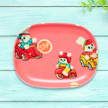 オーバル小皿 16×12cm【子供着物】どうぶつドライブ