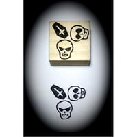 H2419.消しゴムはんこ(スタンプ)ガイコツと棺