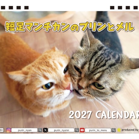 【予約販売】 短足マンチカンのプリンとメル 2027年 卓上 カレンダー TA27272