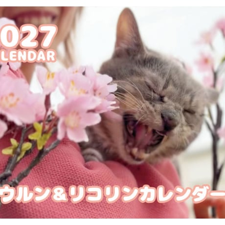 【予約販売】 ウルン＆リコリン 猫 2027年 壁掛け カレンダー KK27219