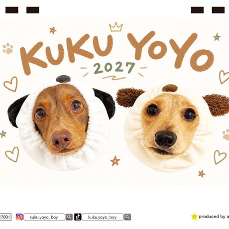 【予約販売】 KUKU&YOYO ミニチュアダックス 犬 2027年 卓上 カレンダー TC27282