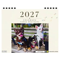 【予約販売】 ここまる三兄弟 2027年 卓上 半面 カレンダー TA27186