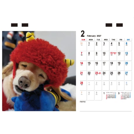 【予約販売】 くぅ＆らいら ミニチュアダックス 犬 2027年 卓上 カレンダー TC27250