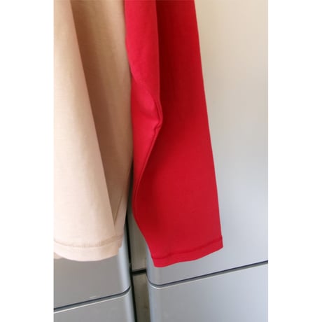 OLD FOLK HOUSE / Raglan Sleeve T-shirt *Red / Beige