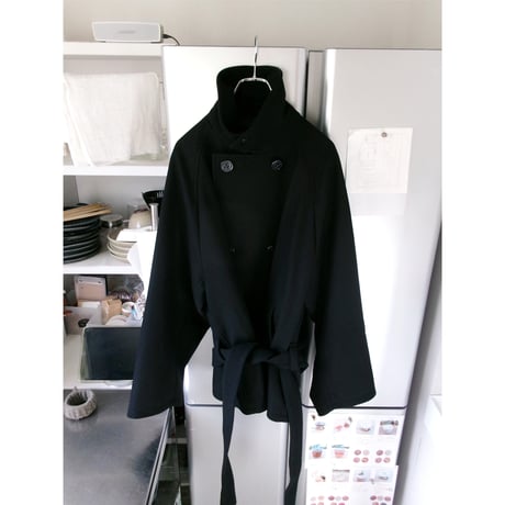 Blanc YM / Wool Raglan Pea Coat *BLACK
