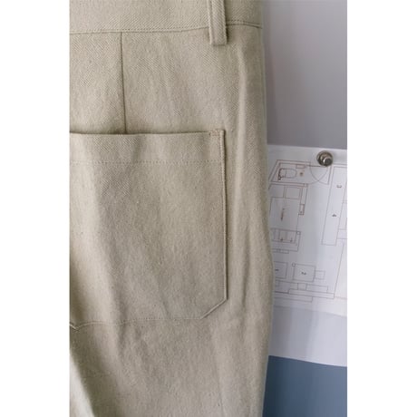 FUJI / COTTON SILK PATCH POCKET PANTS *OLIVE
