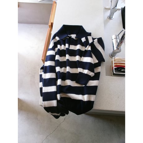 FUJI / CASHMERE BORDER SKIPPER KNIT *NAVY
