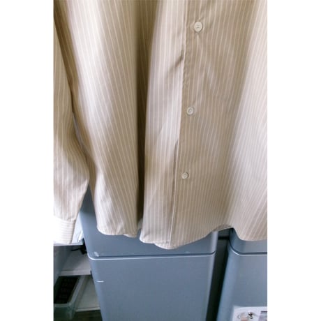 OLD FOLK HOUSE / Cotton Poplin Striped Classic Shirt *Beige