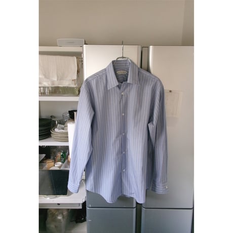OLD FOLK HOUSE / Cotton Poplin Striped Classic Shirt *Blue