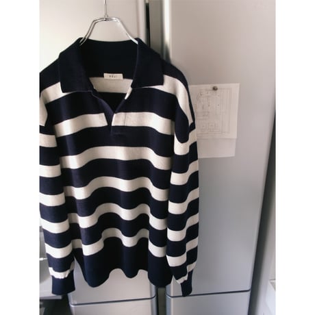 FUJI / CASHMERE BORDER SKIPPER KNIT *NAVY