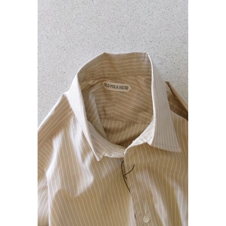 OLD FOLK HOUSE / Cotton Poplin Striped Classic Shirt *Beige
