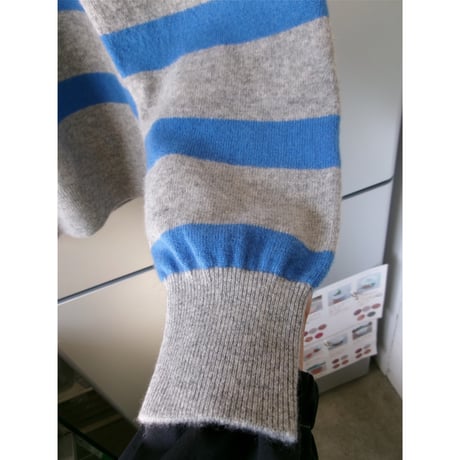 FUJI / CASHMERE BORDER SKIPPER KNIT *GRAY