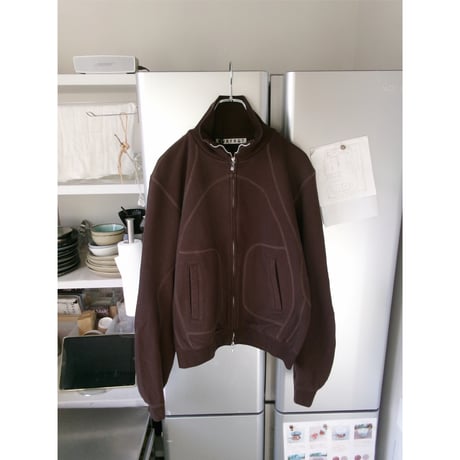 NVRFRGT/ PANELED ZIP UP SWEAT SHIRT *BROWN