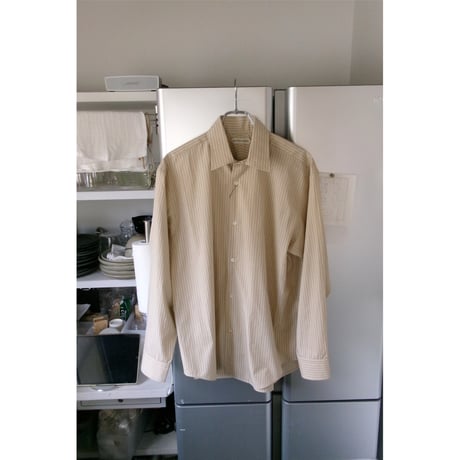 OLD FOLK HOUSE / Cotton Poplin Striped Classic Shirt *Beige