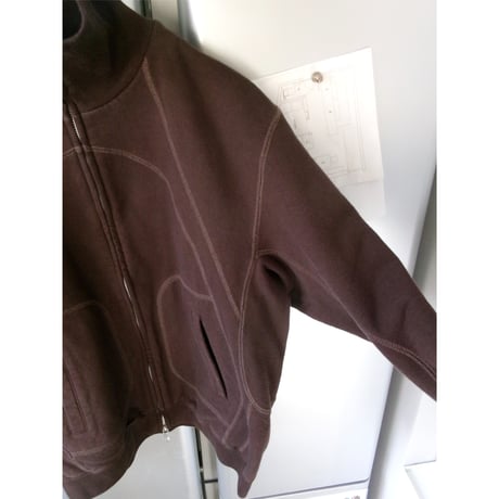 NVRFRGT/ PANELED ZIP UP SWEAT SHIRT *BROWN