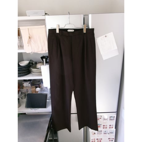 OLD FOLK HOUSE / Wool Gabardine Trousers *Dark Brown
