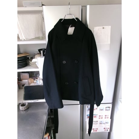 Blanc YM / Wool Raglan Pea Coat *BLACK