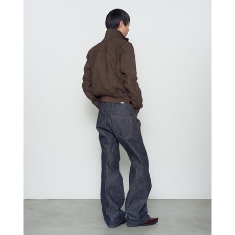 NVRFRGT/ PANELED ZIP UP SWEAT SHIRT *BROWN