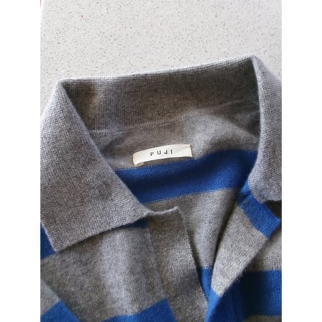 FUJI / CASHMERE BORDER SKIPPER KNIT *GRAY