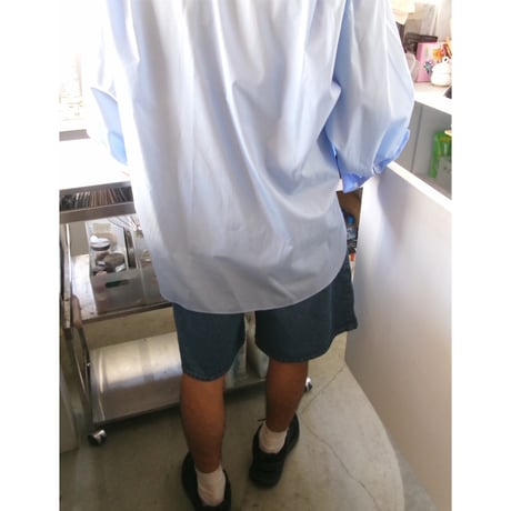 Blanc YM / Broad Cotton Wide Shirts *Sax Blue