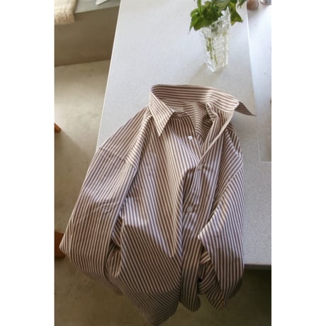 FUJI / COTTON STRIPE SHIRT *BROWN