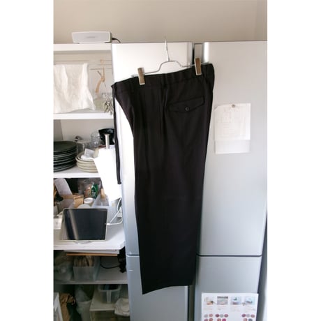 YOKO SAKAMOTO / DOUBLE PLEATED TROUSERS(POLYESTER) *BROWN