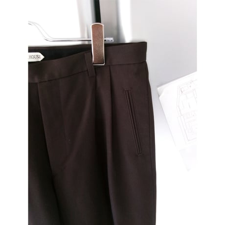 OLD FOLK HOUSE / Wool Gabardine Trousers *Dark Brown