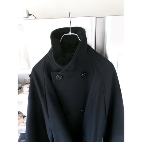 Blanc YM / Wool Raglan Pea Coat *BLACK