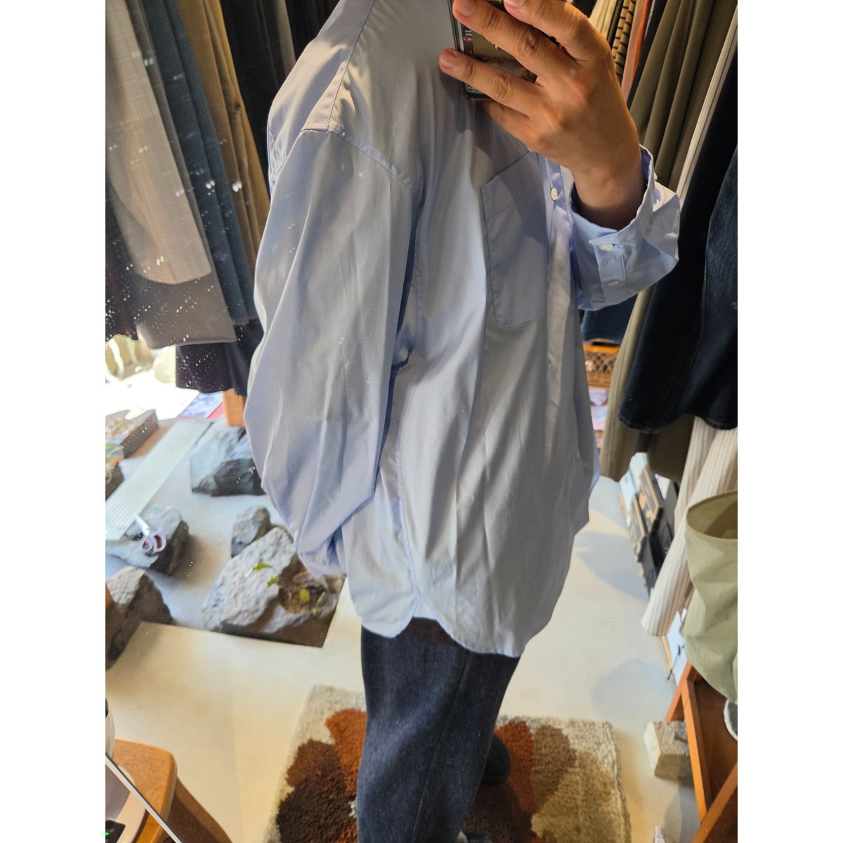 Blanc YM / Broad Cotton Wide Shirts *Sax Blue |