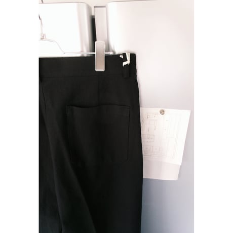 FUJI / COTTON SILK PATCH POCKET PANTS *BLACK