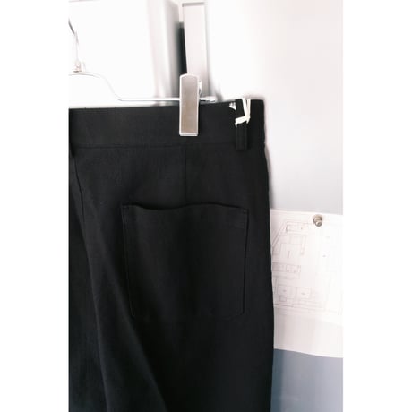 FUJI / COTTON SILK PATCH POCKET PANTS *BLACK