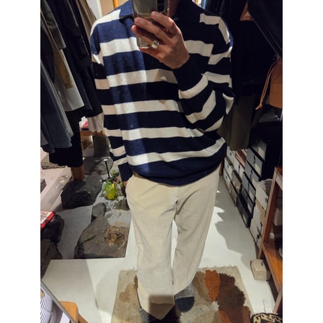 FUJI / CASHMERE BORDER SKIPPER KNIT *NAVY